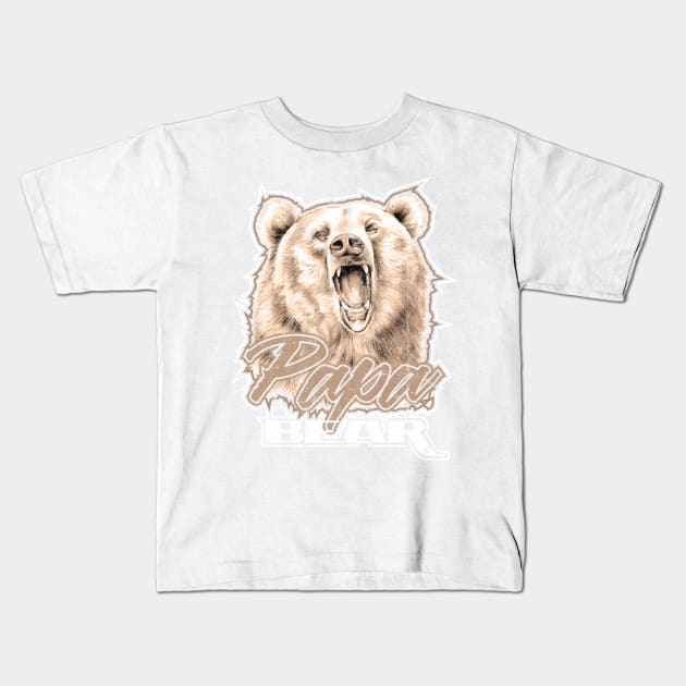 Papa Bear, father's day, daddy design Kids T-Shirt by laverdeden